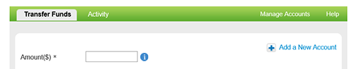 Image of the Transfer Funds Information Button Window